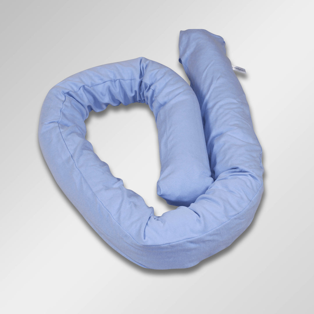 Bezug für die Crea-Rolle von Kienerkissen mit einem hellblauen Bezug aus Baumwolljersey