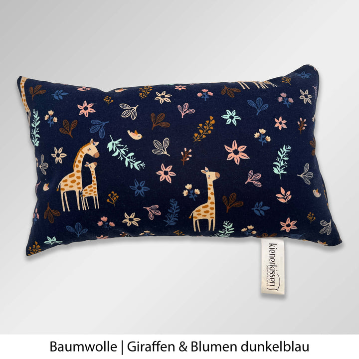 Kienerkissen Reisekissen Baumwolle dunkelblau Kindermotiv Giraffen