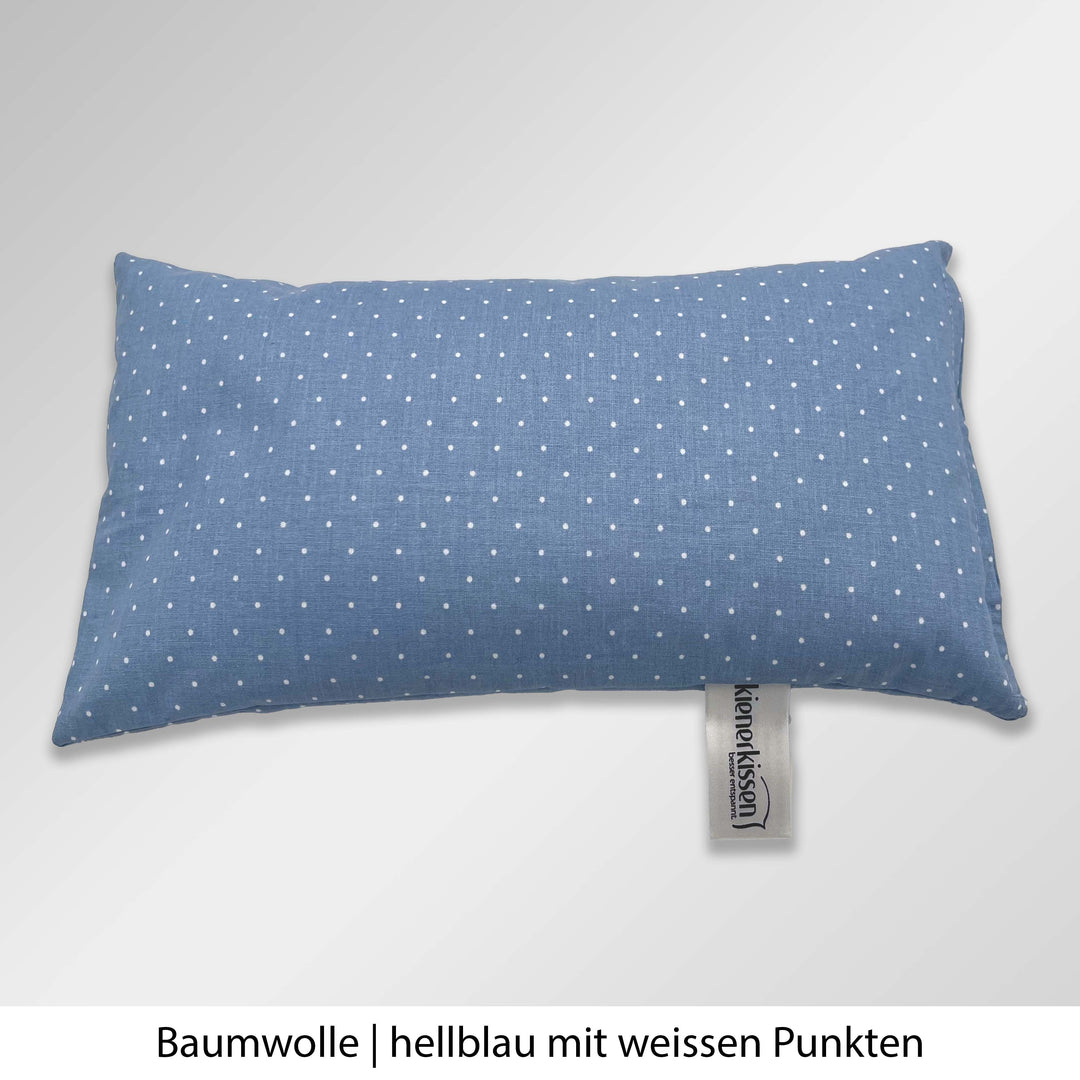 Kienerkissen Reisekissen Baumwolle hellblau mit weissen Punkten

