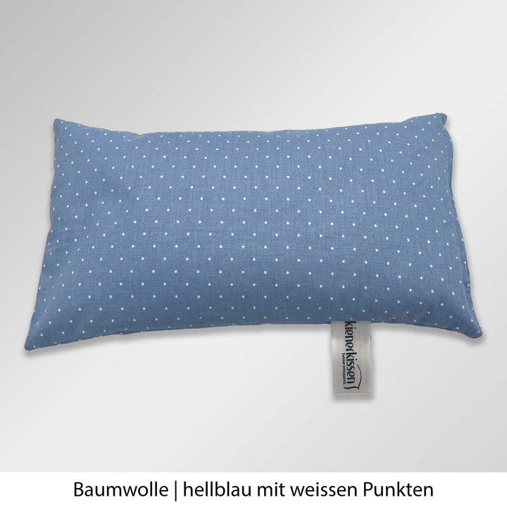 Kienerkissen Reisekissen Baumwolle hellblau mit weissen Punkten
