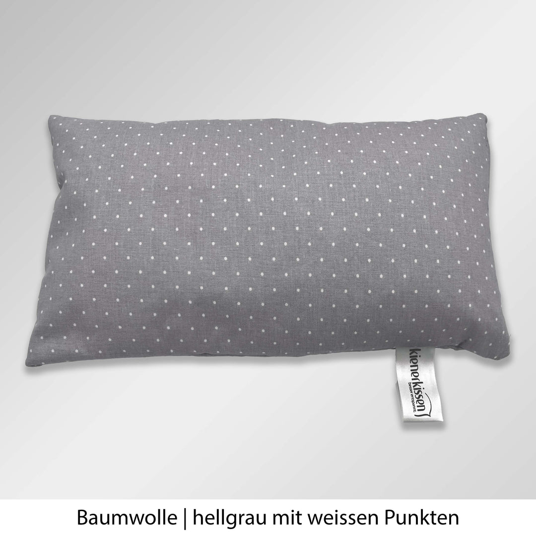 Kienerkissen Reisekissen Baumwolle hellgrau mit weissen Punkten