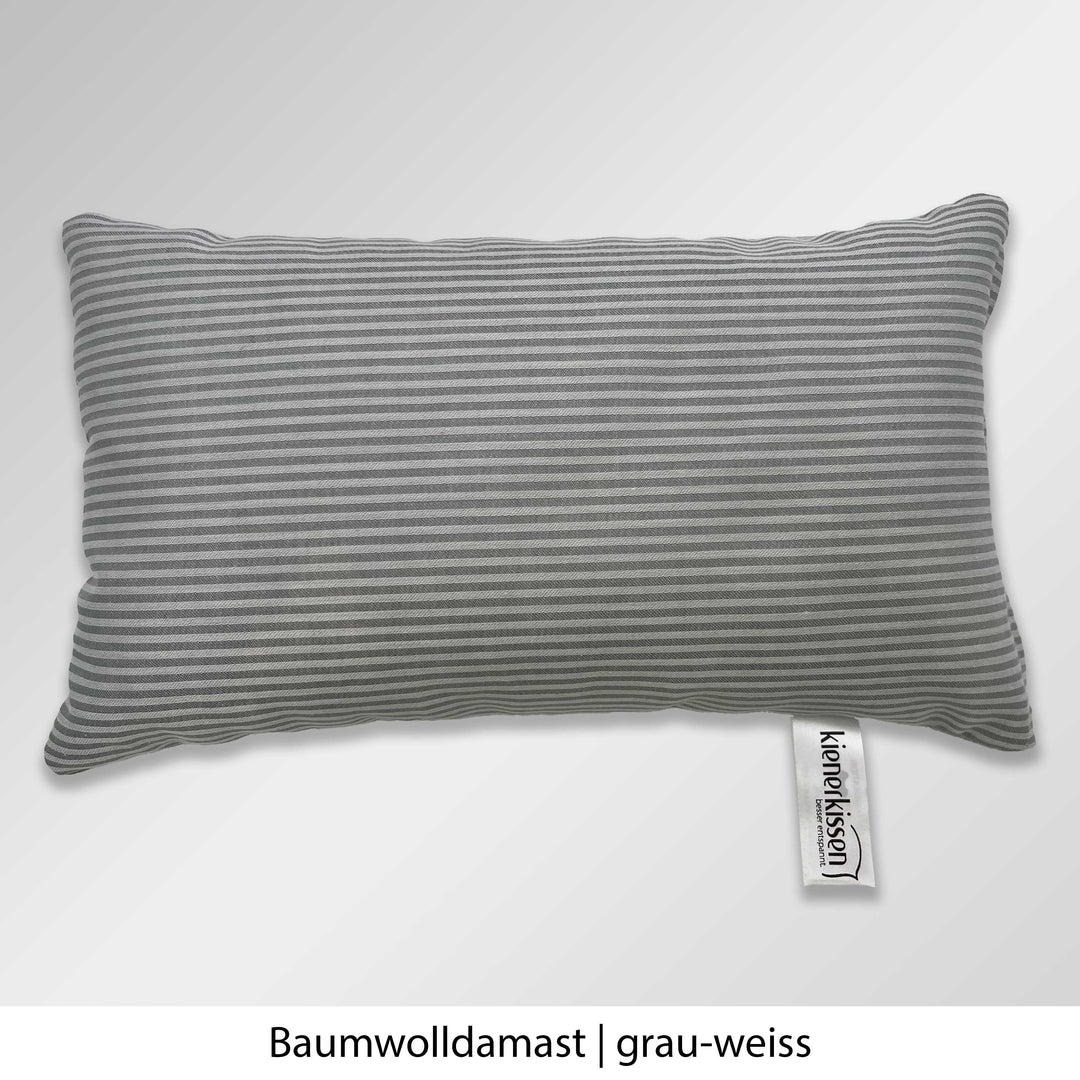 Kienerkissen Reisekissen Baumwolldamast grau-weiss gestreift