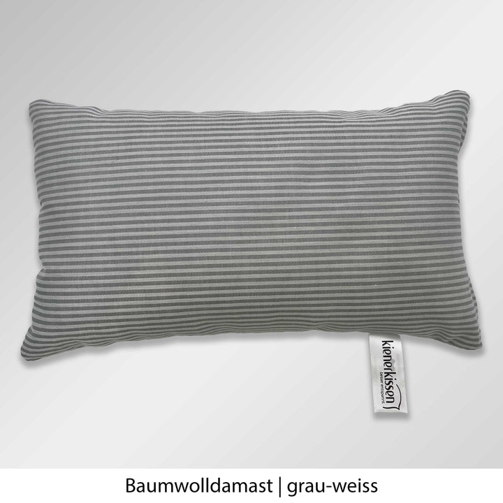 Kienerkissen Reisekissen Baumwolldamast grau-weiss gestreift