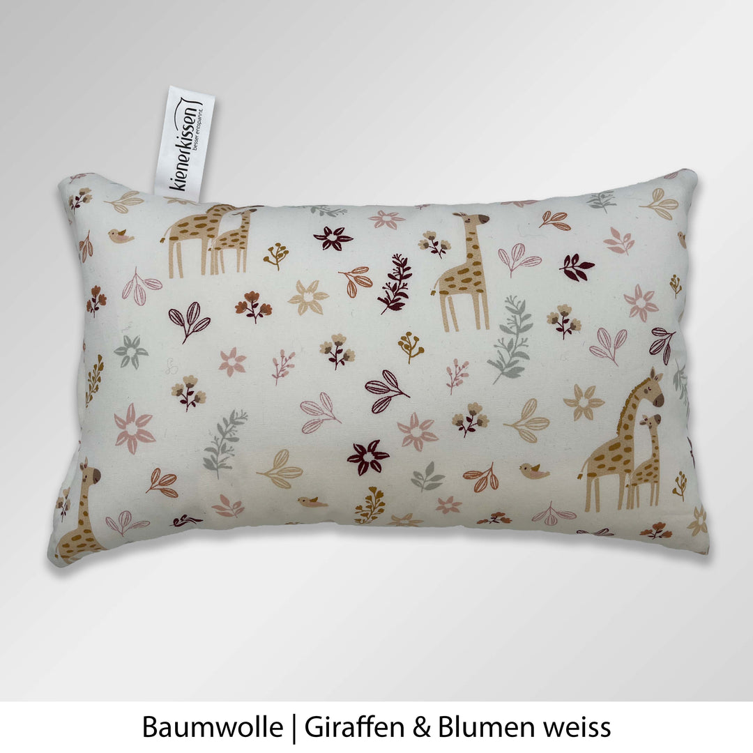 Kienerkissen Reisekissen Baumwolle Kindermotiv Giraffen und Blumen 