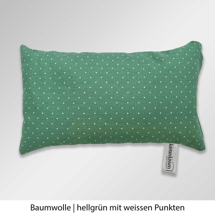 Kienerkissen Reisekissen Baumwolle hellgrün mit weissen PUnkten
